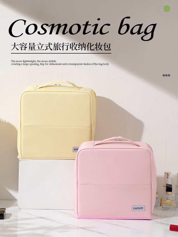 New Style Cosmetic Bag With Large Capacity, Plaid Pattern, Ultra-Light, Wear-Resistant, Can Stand Upright And Can Be Hung On Luggage For Storage - Image 3